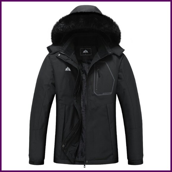 Women's Insulated Waterproof Ski Jacket with Detachable Hood